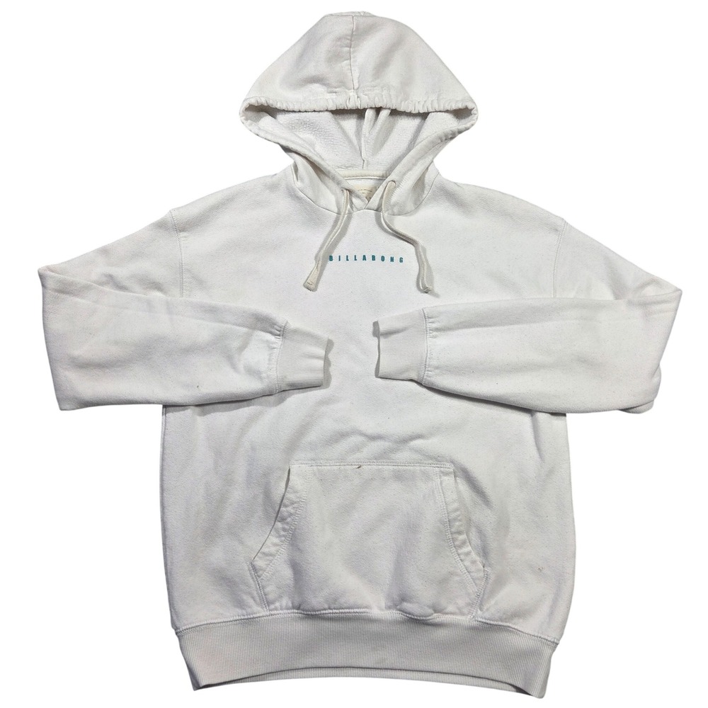 Billabong White Graphic Hoodie Pullover Wave Back Print Womens S Beach Skater
